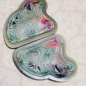 Celluloid Vintage Sewing Belt Buckle Art Nouveau Vintage Antique 2 Pieces True Art Nouveau 2 Part BROWN Early Celluloid Plastic Belt  main image 3
